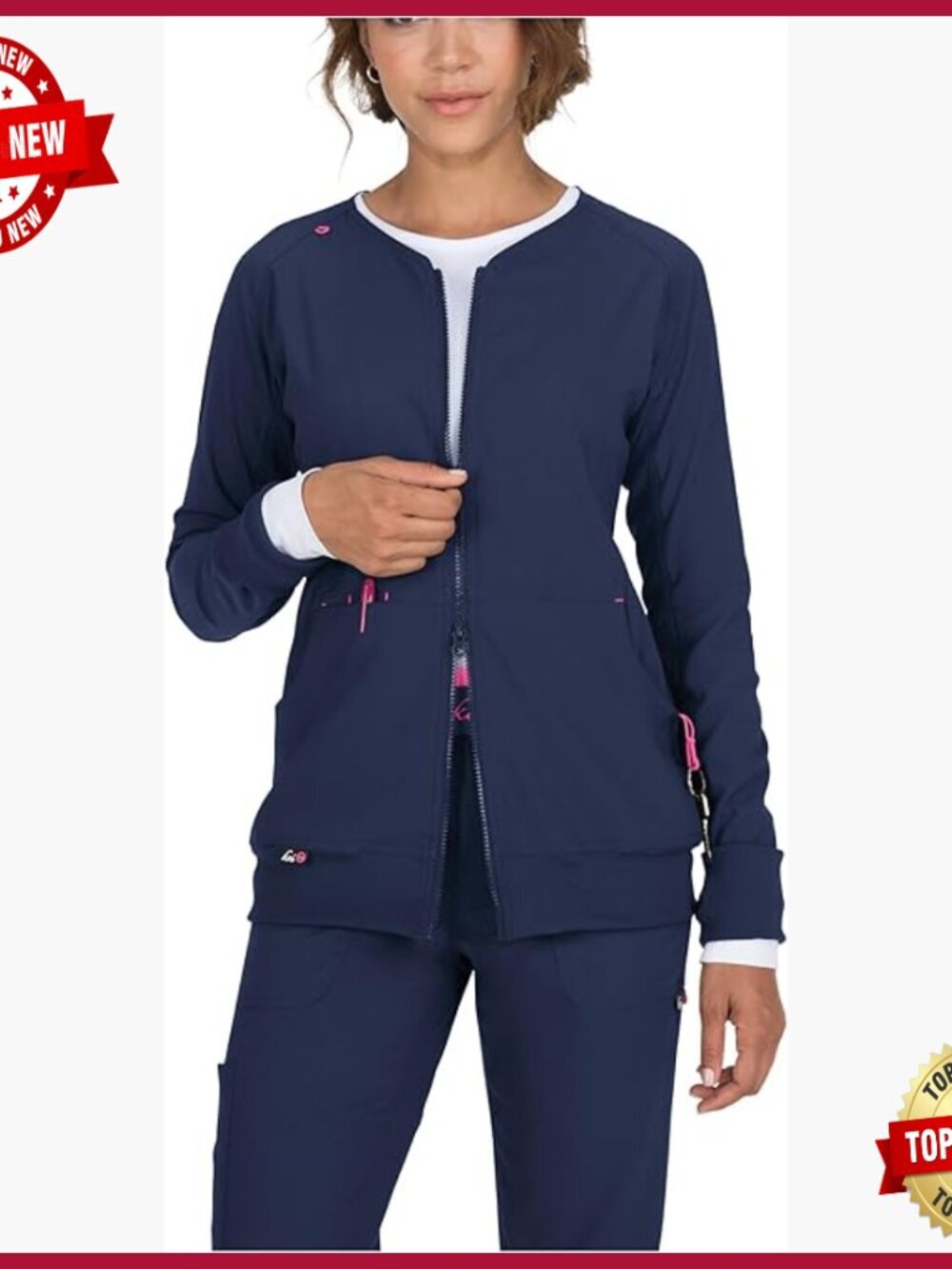 Long Sleeve Scrub Jacket with Thumbholes and Pockets, Regular Fit
